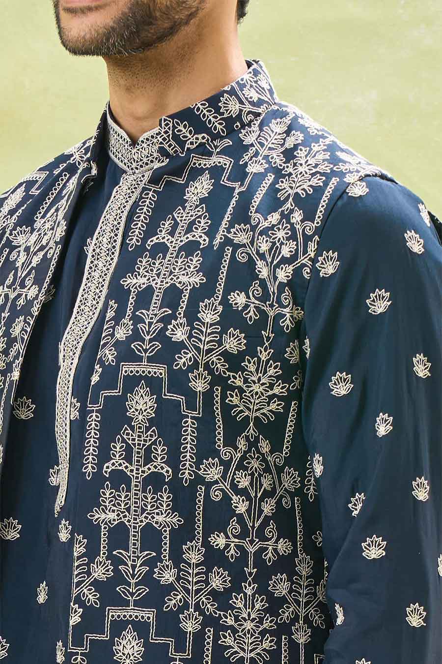 Royal Blue Embroidered Bandi Kurta Set