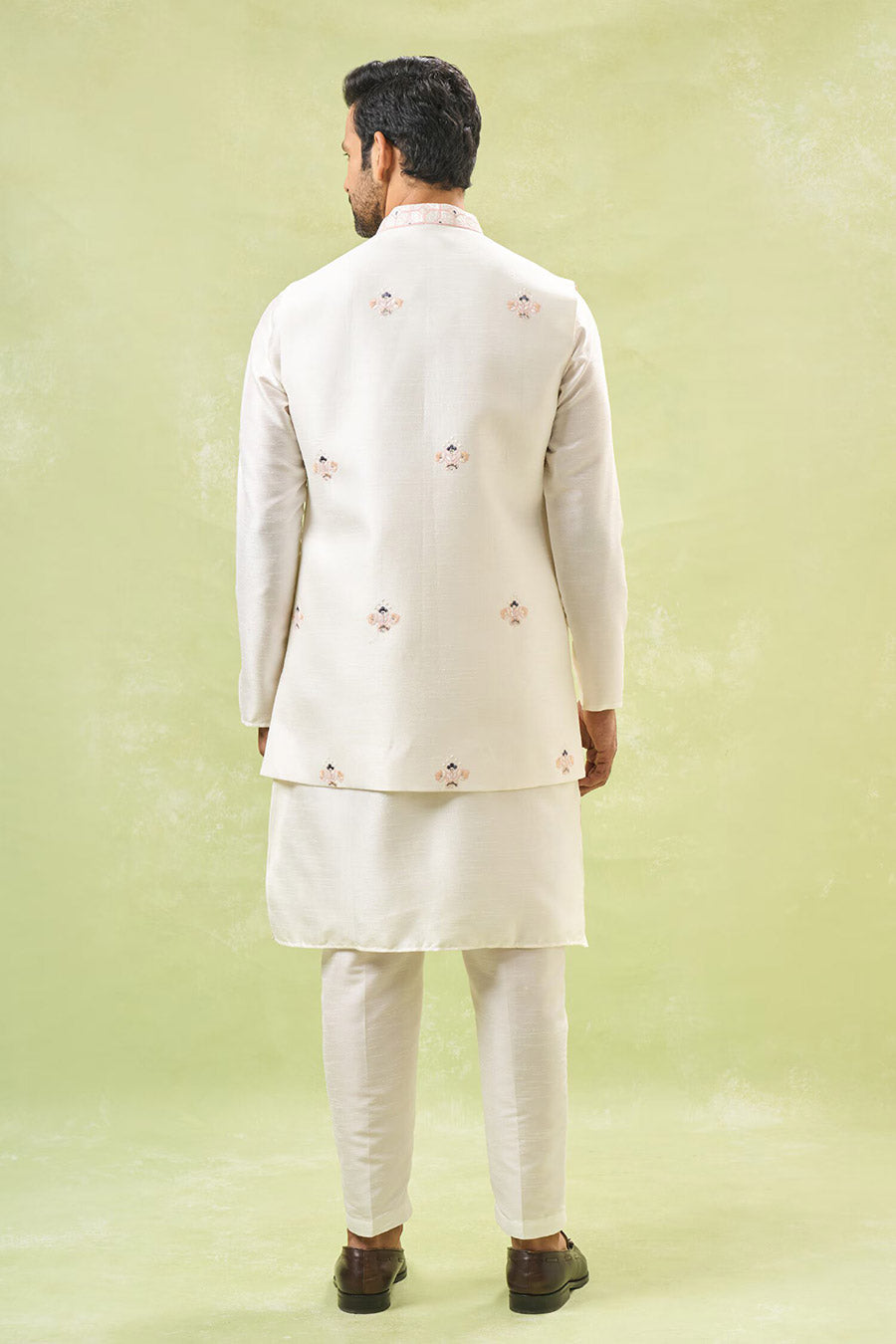 Off-White Embroidered Bandi Kurta Set
