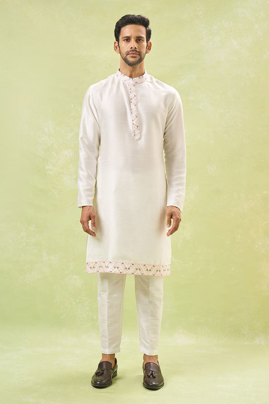 Off-White Embroidered Bandi Kurta Set