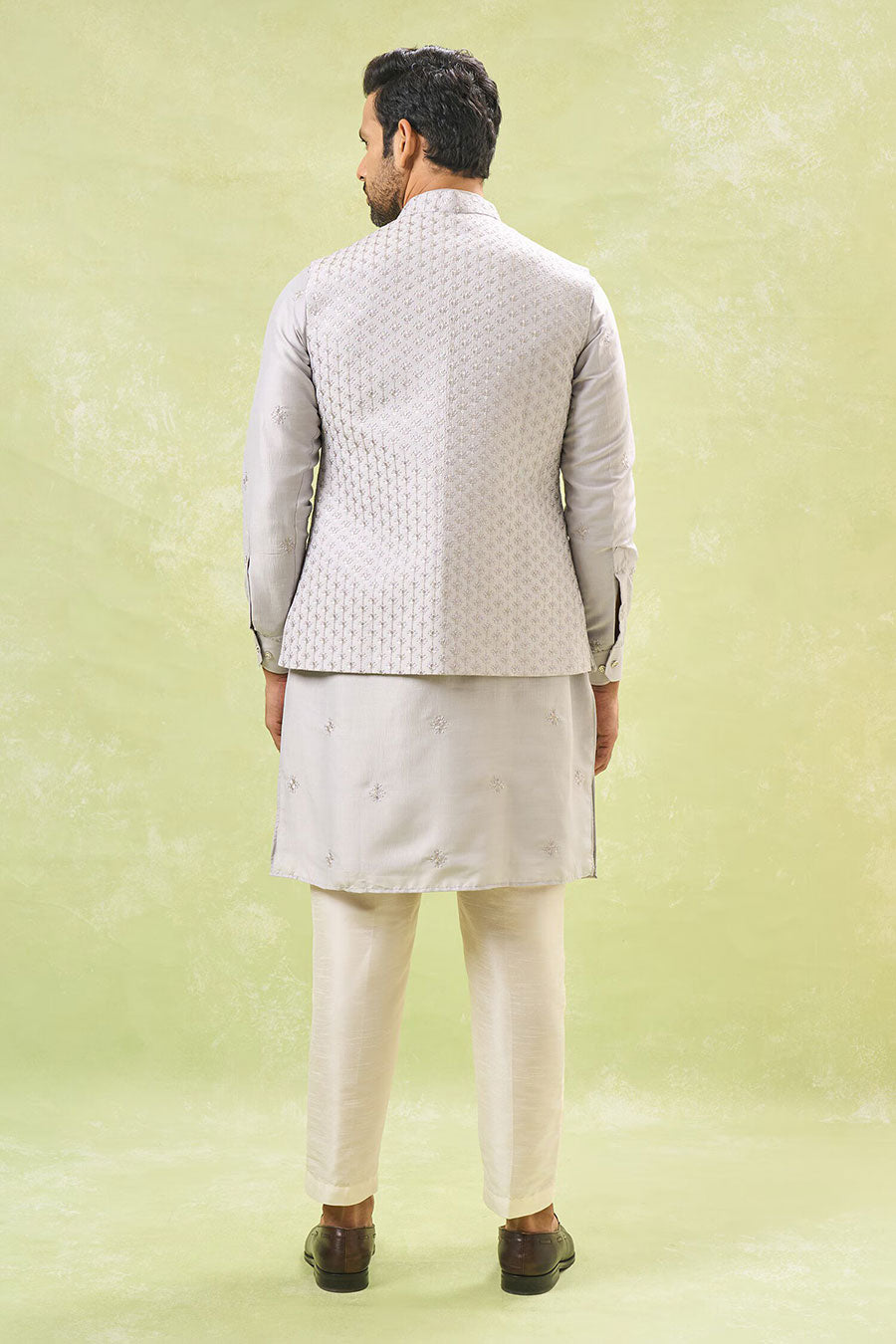 Grey Embroidered Bandi Kurta Set