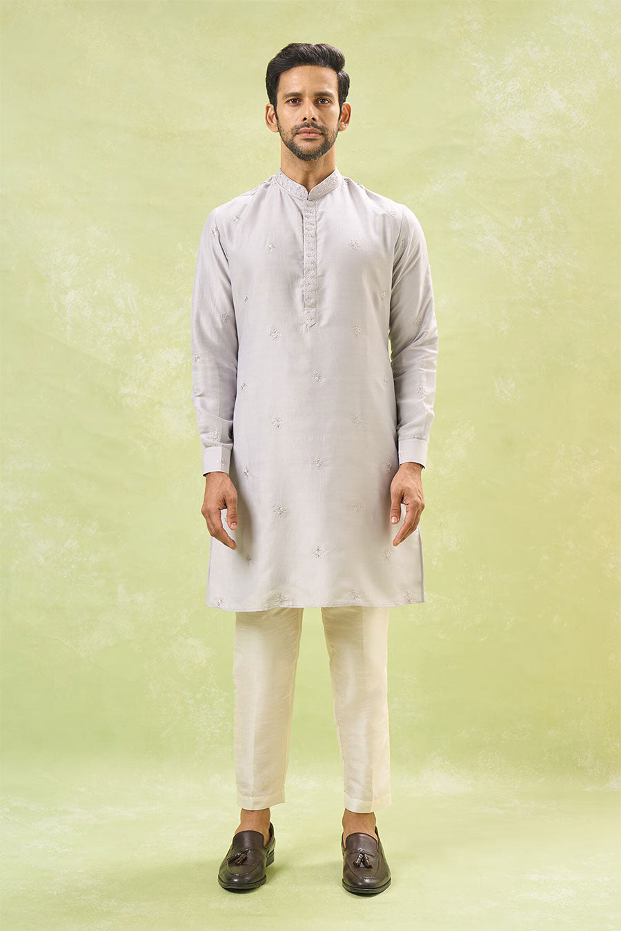 Grey Embroidered Bandi Kurta Set