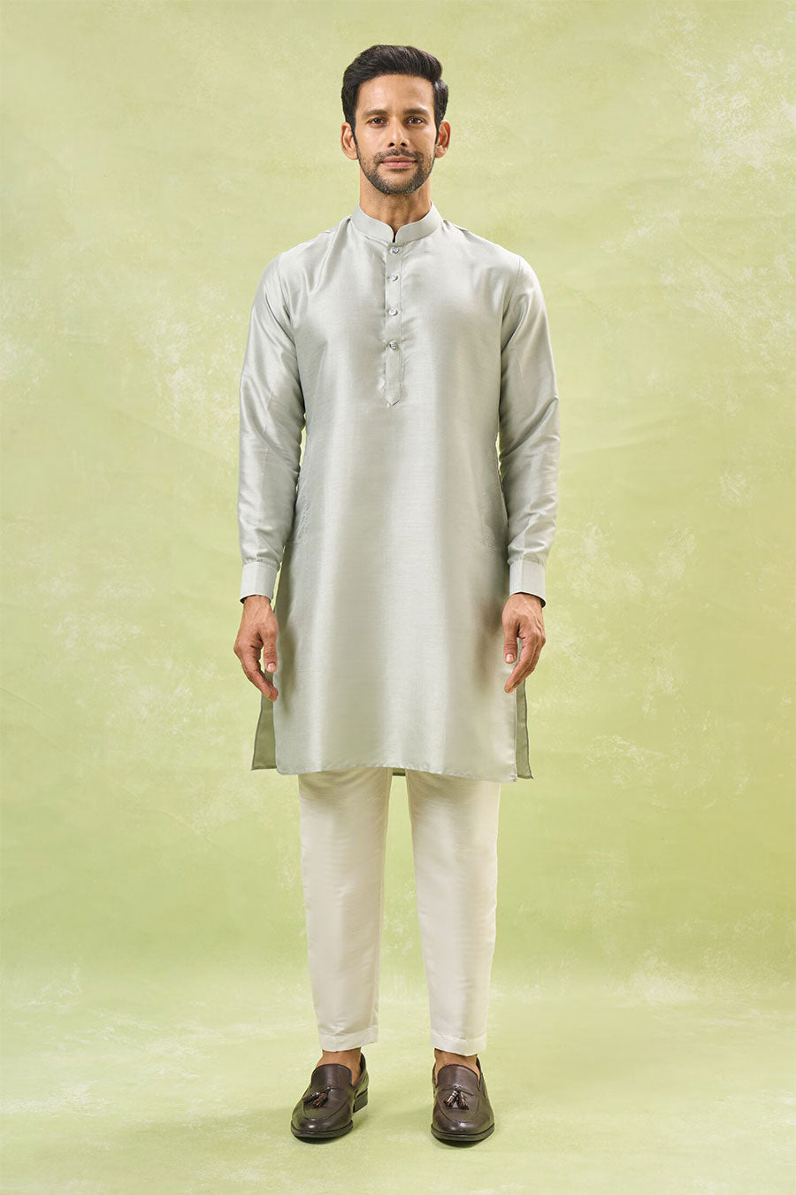 Sage Green Embroidered Bandi Kurta Set