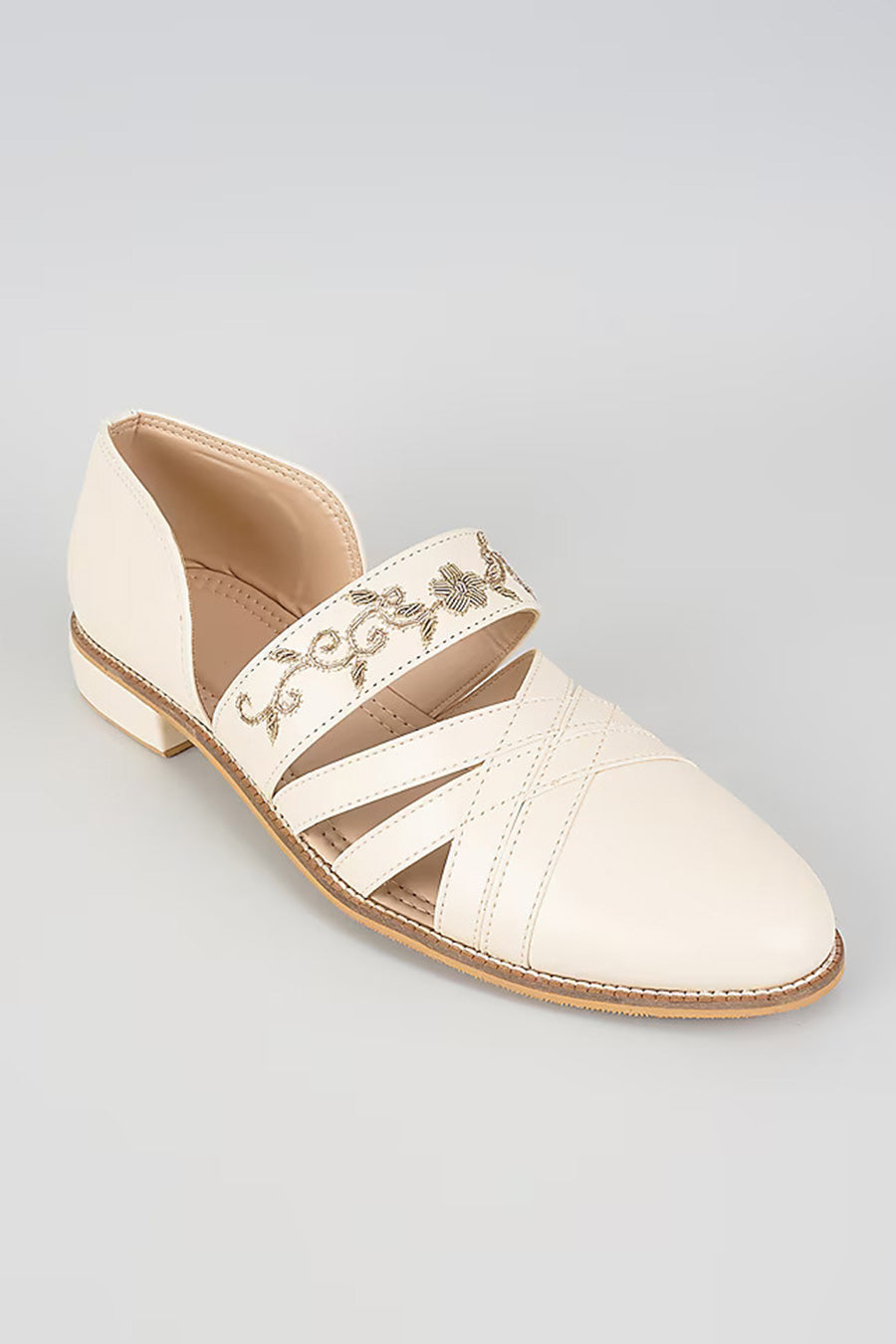 White Zari Embroidered Sandals
