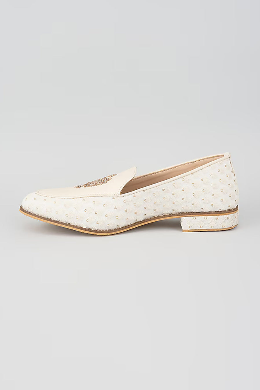 White Zari Embroidered Royal Crest Lofers