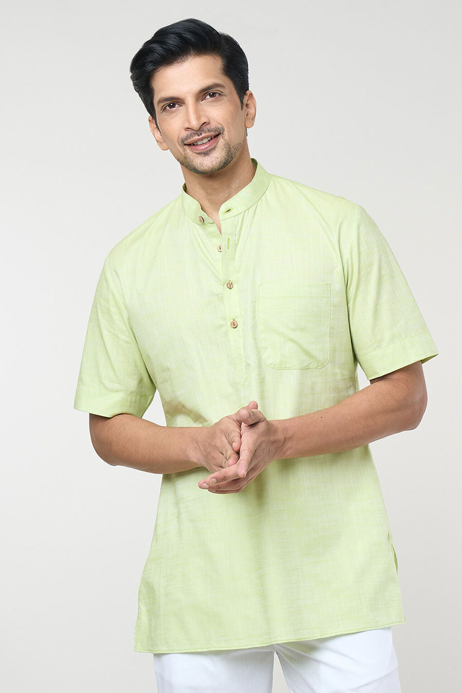 Parrot Green Short Kurta & Pant Co-Ord Set