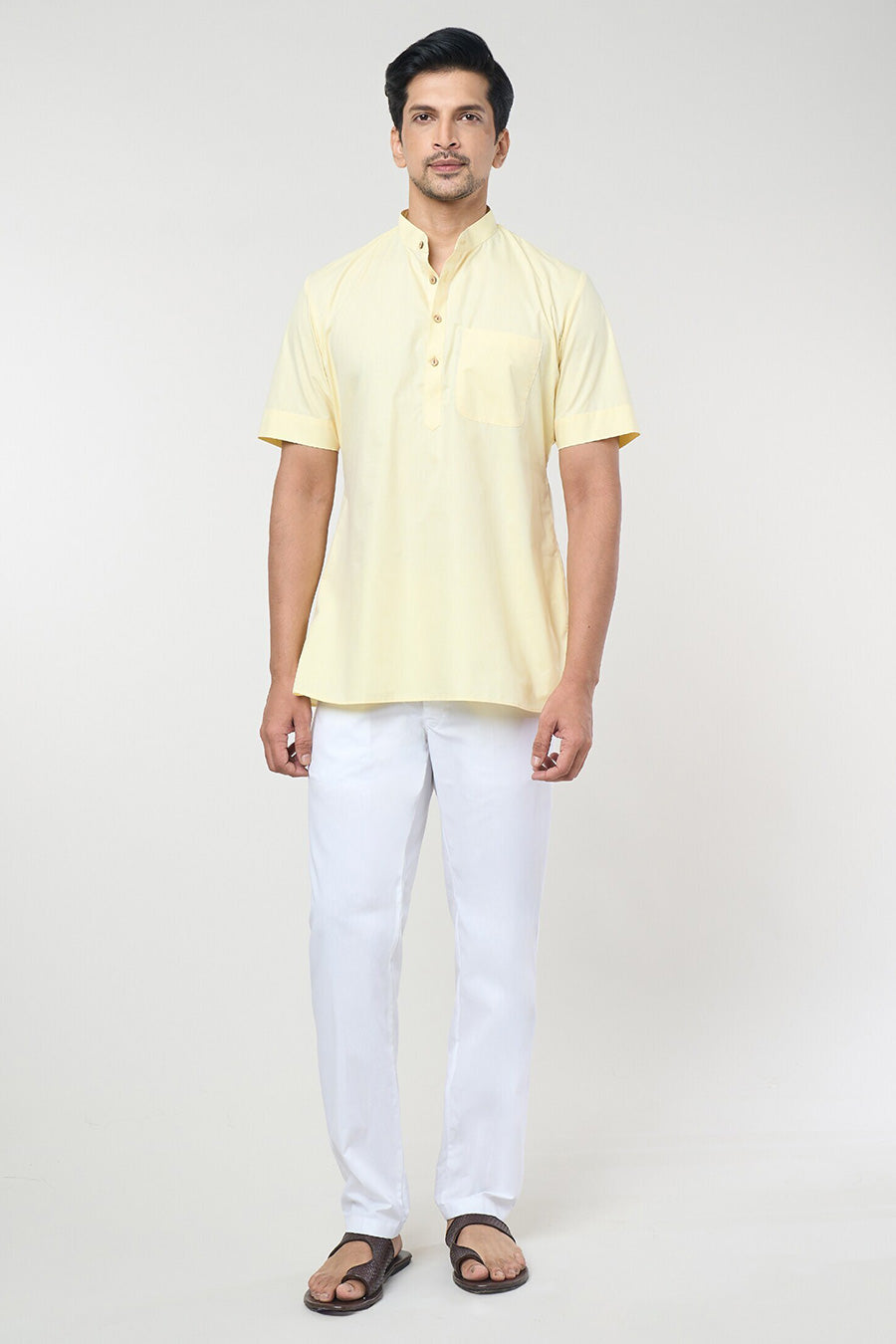 Yellow Pastel Short Kurta & Pant Co-Ord Set