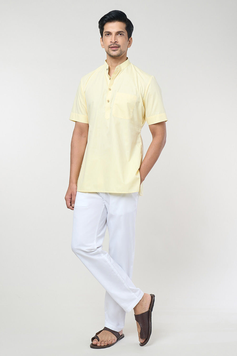 Yellow Pastel Short Kurta & Pant Co-Ord Set