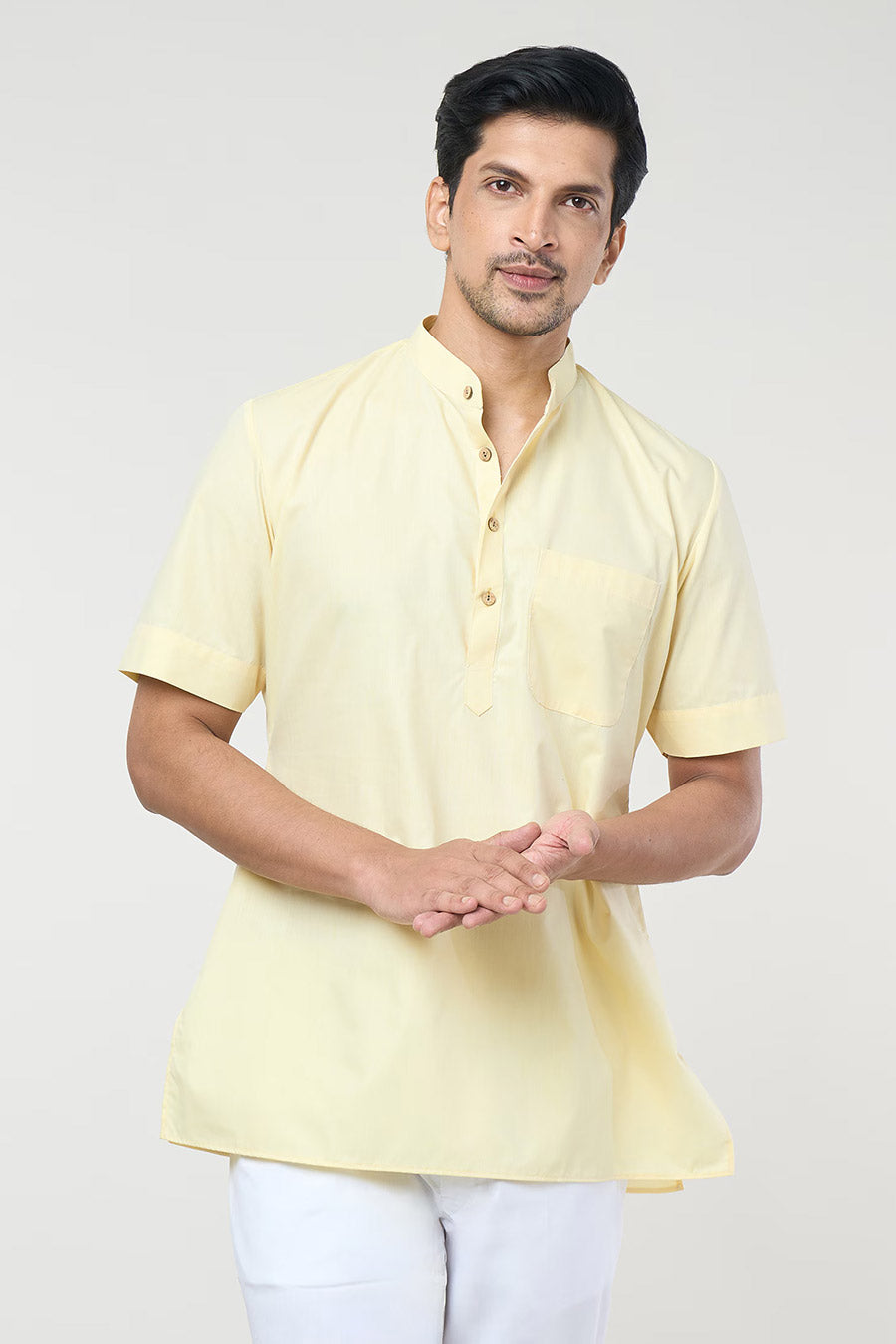 Yellow Pastel Short Kurta & Pant Co-Ord Set