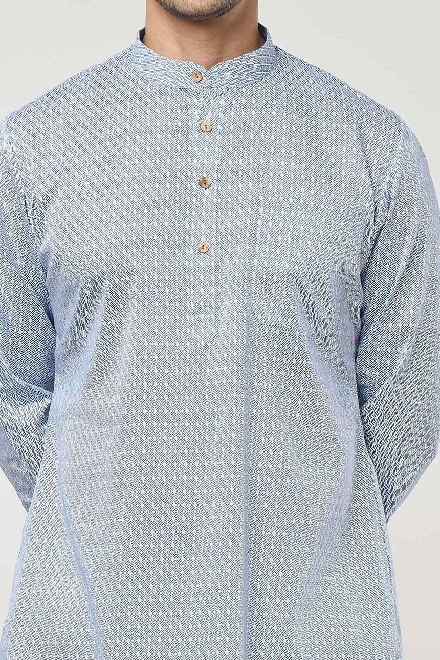 Blue Printed Short Kurta & Pant Co-Ord Set