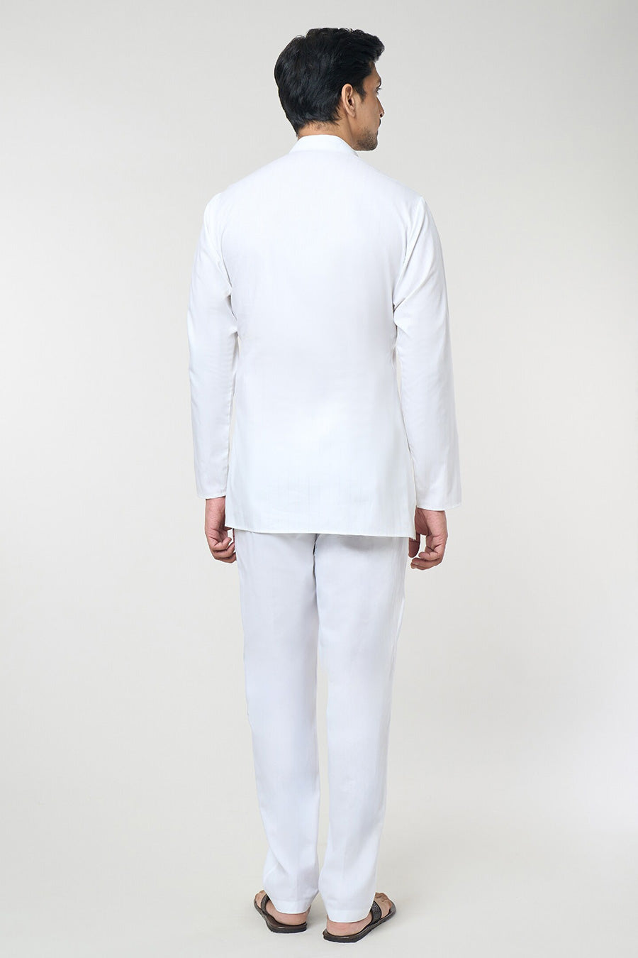 Off-White Striped Short Kurta & Pant Co-Ord Set
