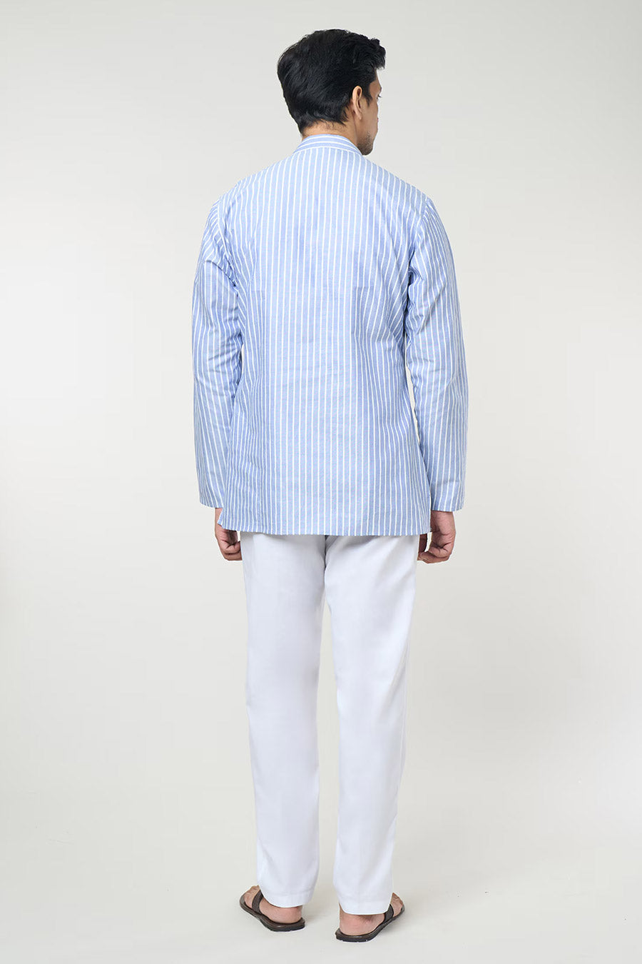 Blue Striped Short Kurta & Pant Co-Ord Set