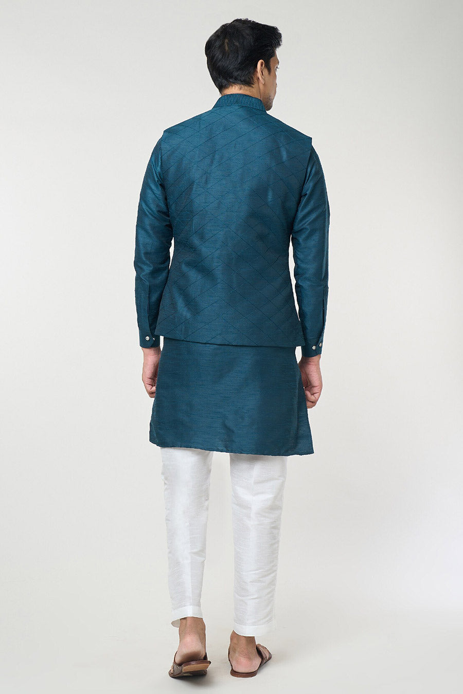 Rama Green Kurta Set With Pintuck Jacket