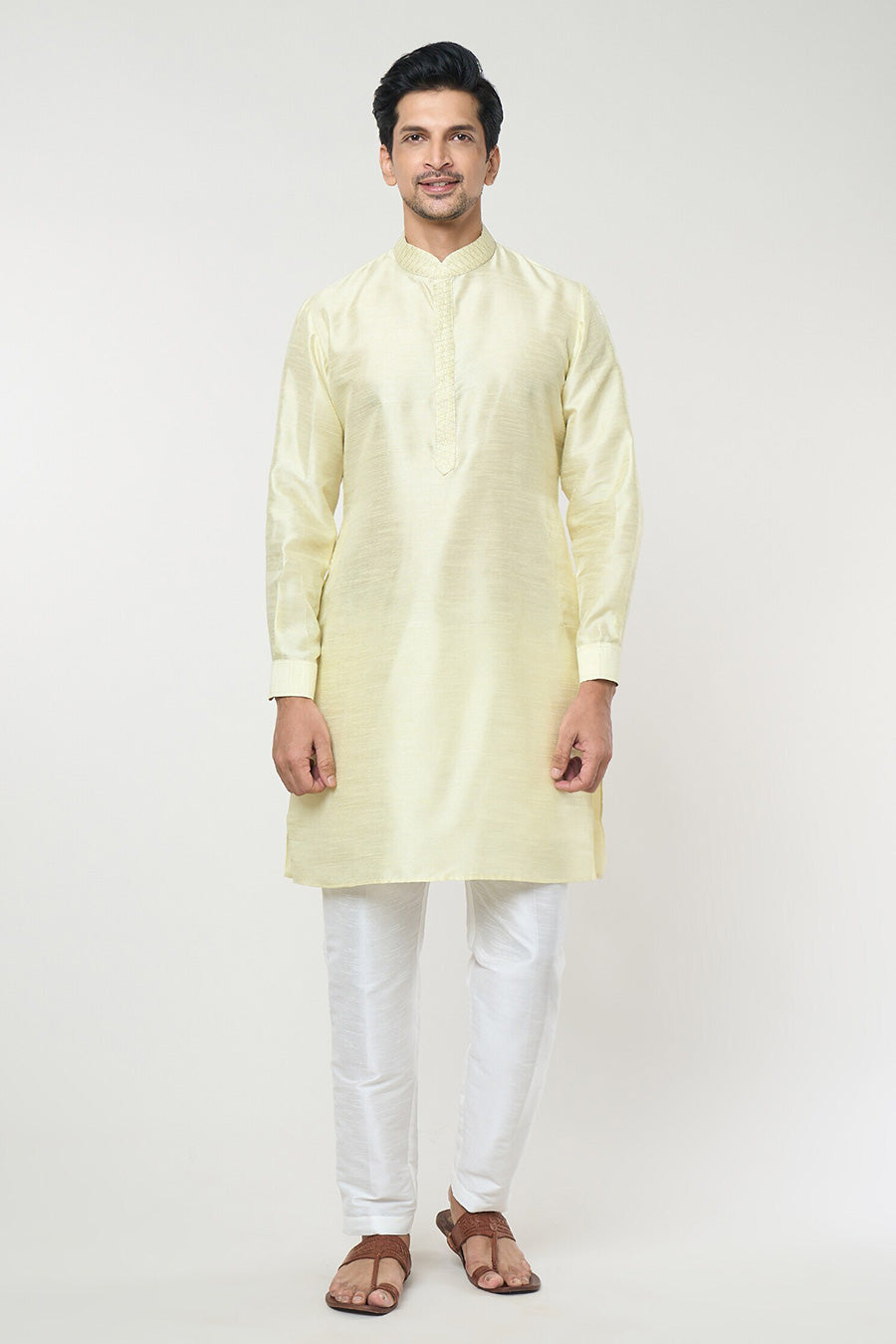 Parrot Green Kurta Set With Pintuck Jacket