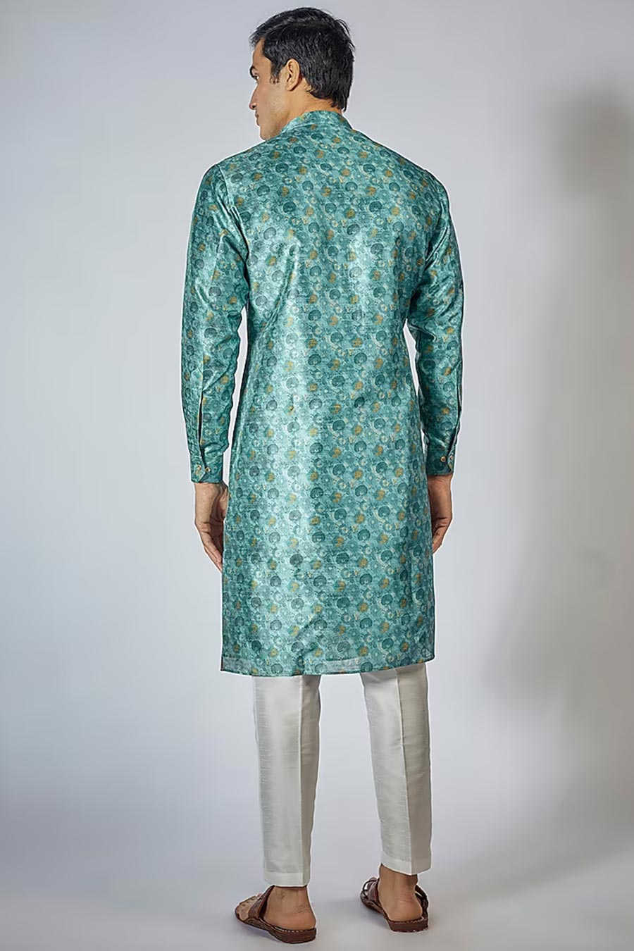 Teal Blue Floral Printed Kurta Set