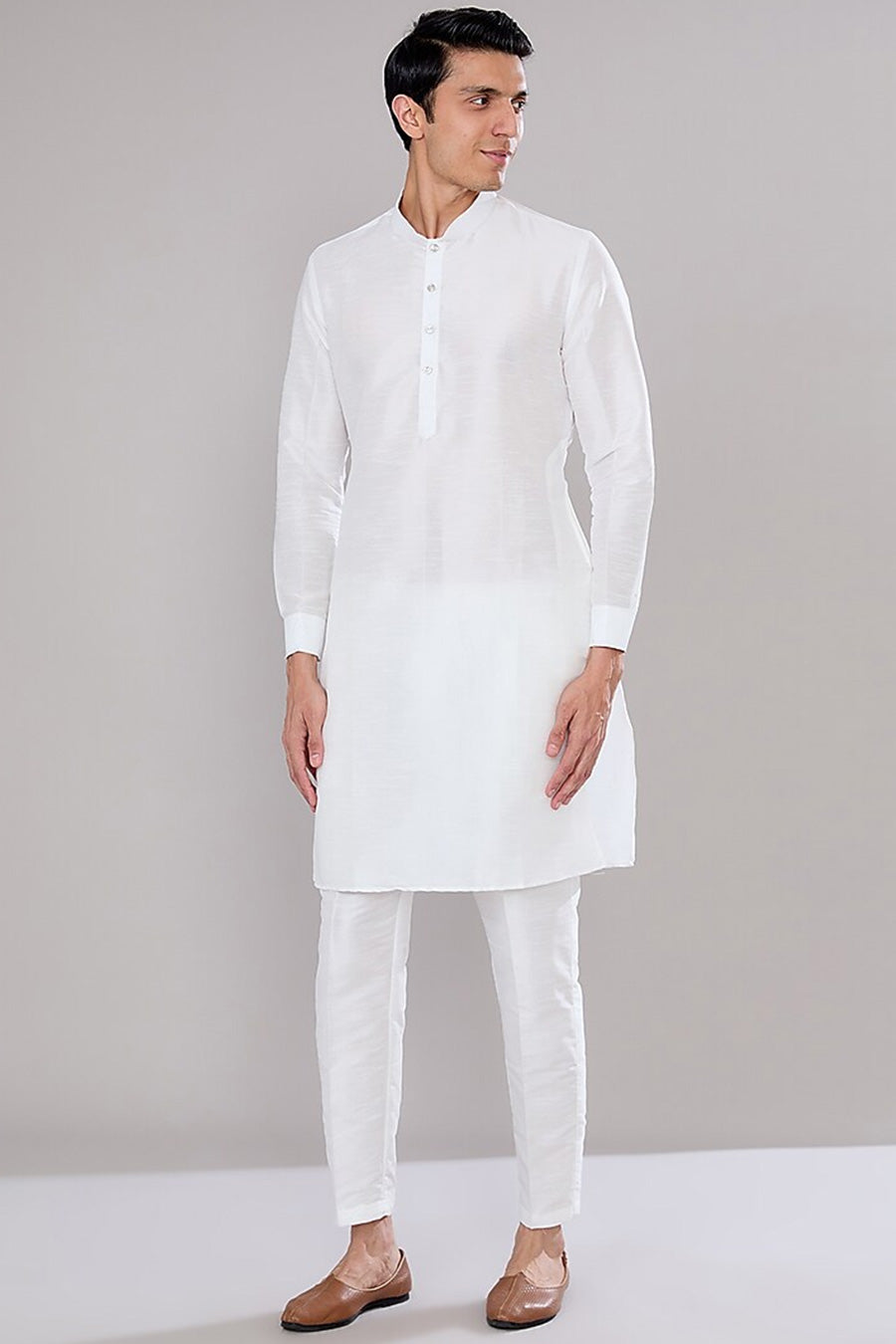 Off-White Kurta Set With Embroidered Jacket