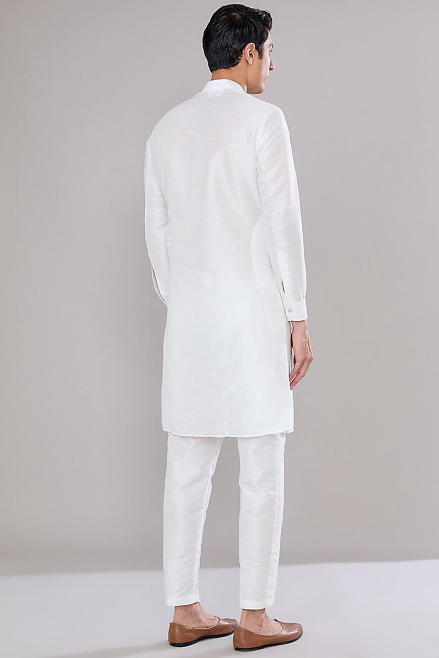 Off-White Kurta Set With Embroidered Jacket