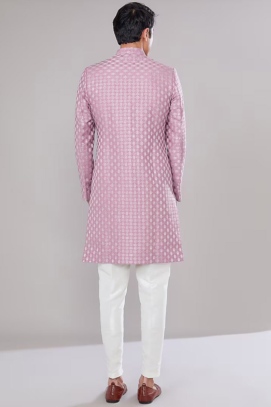Lilac Embroidered Achkan Set