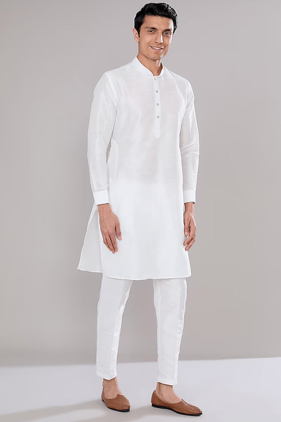 Off-White Kurta Set With Mirror Embroidered Jacket