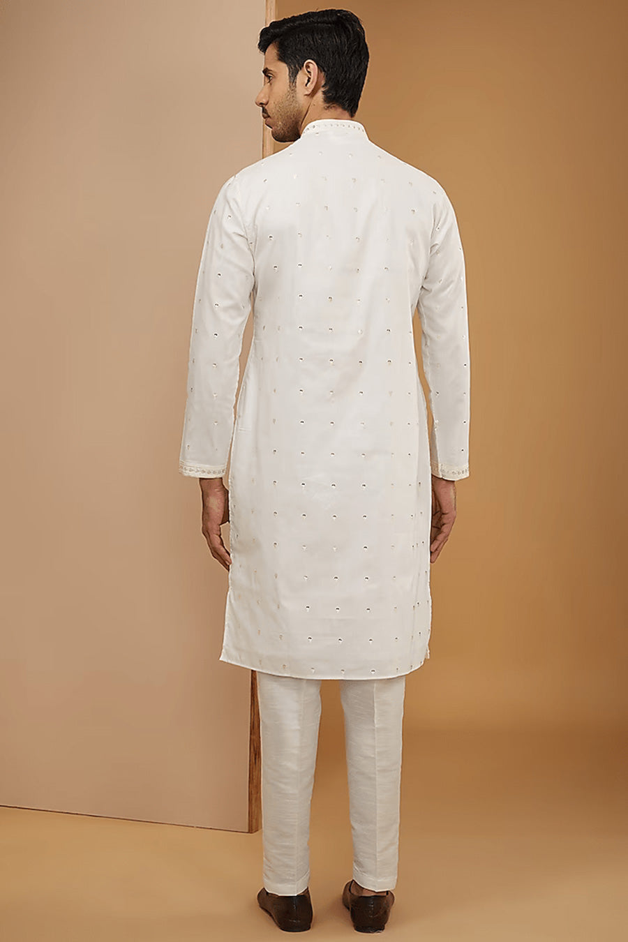 Off-White Mirror Embroidered Kurta Set