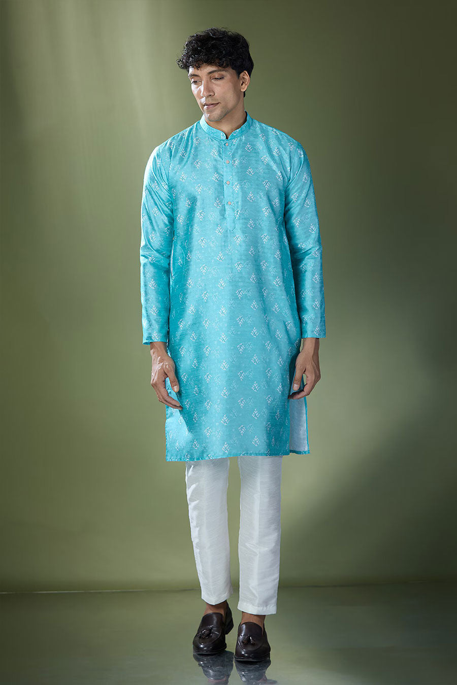 Blue Ikat Printed Kurta Set