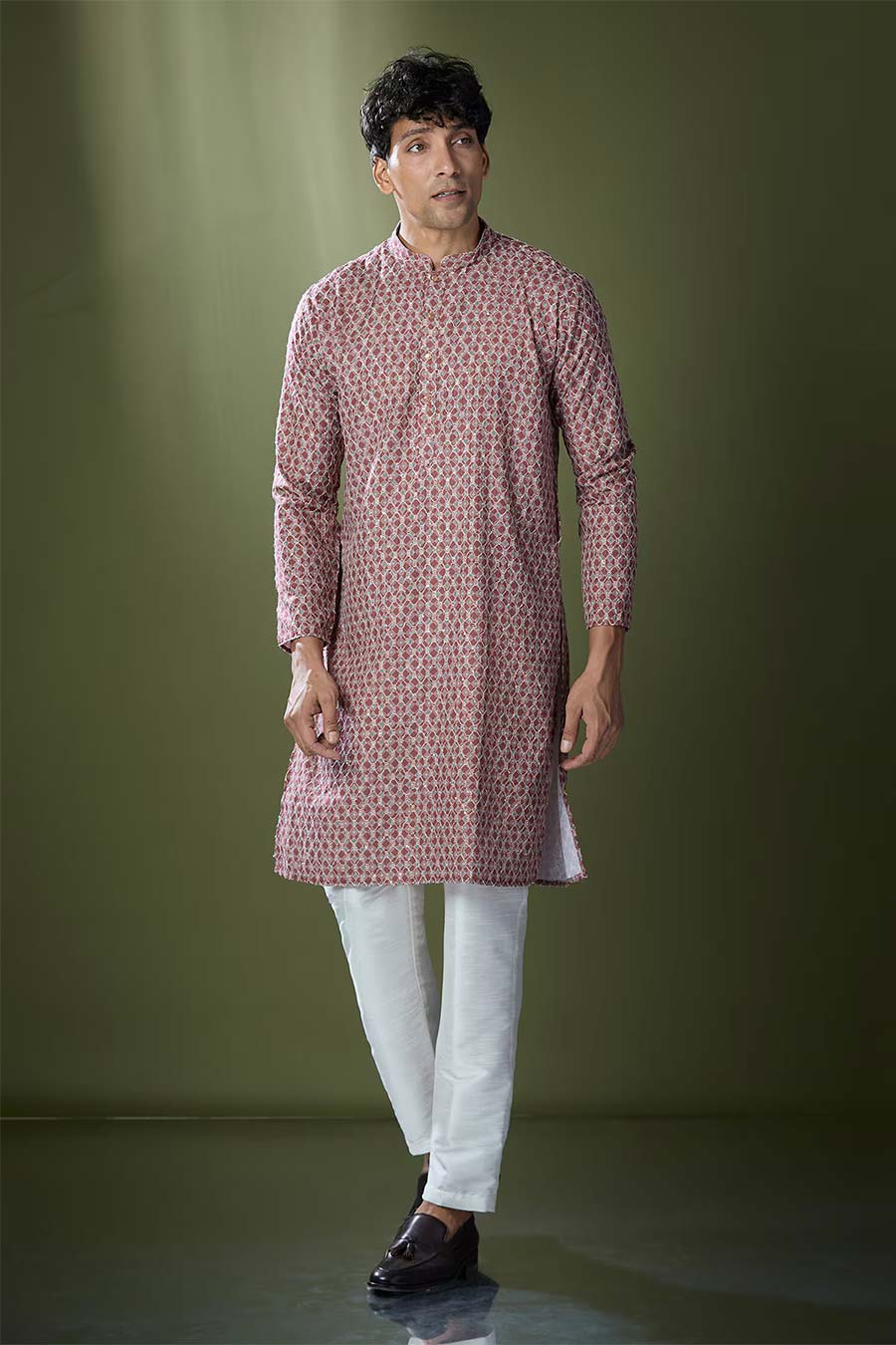 Maroon Geometric Printed Kurta Set