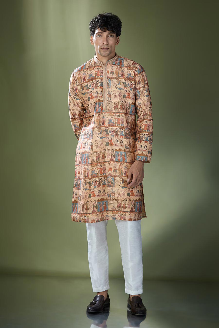 Beige Tribal Printed Kurta Set