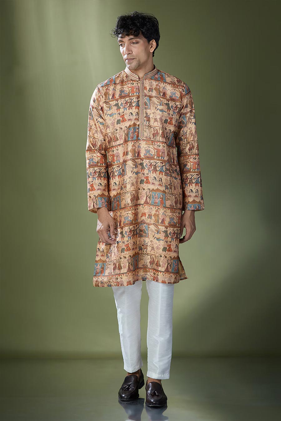 Beige Tribal Printed Kurta Set