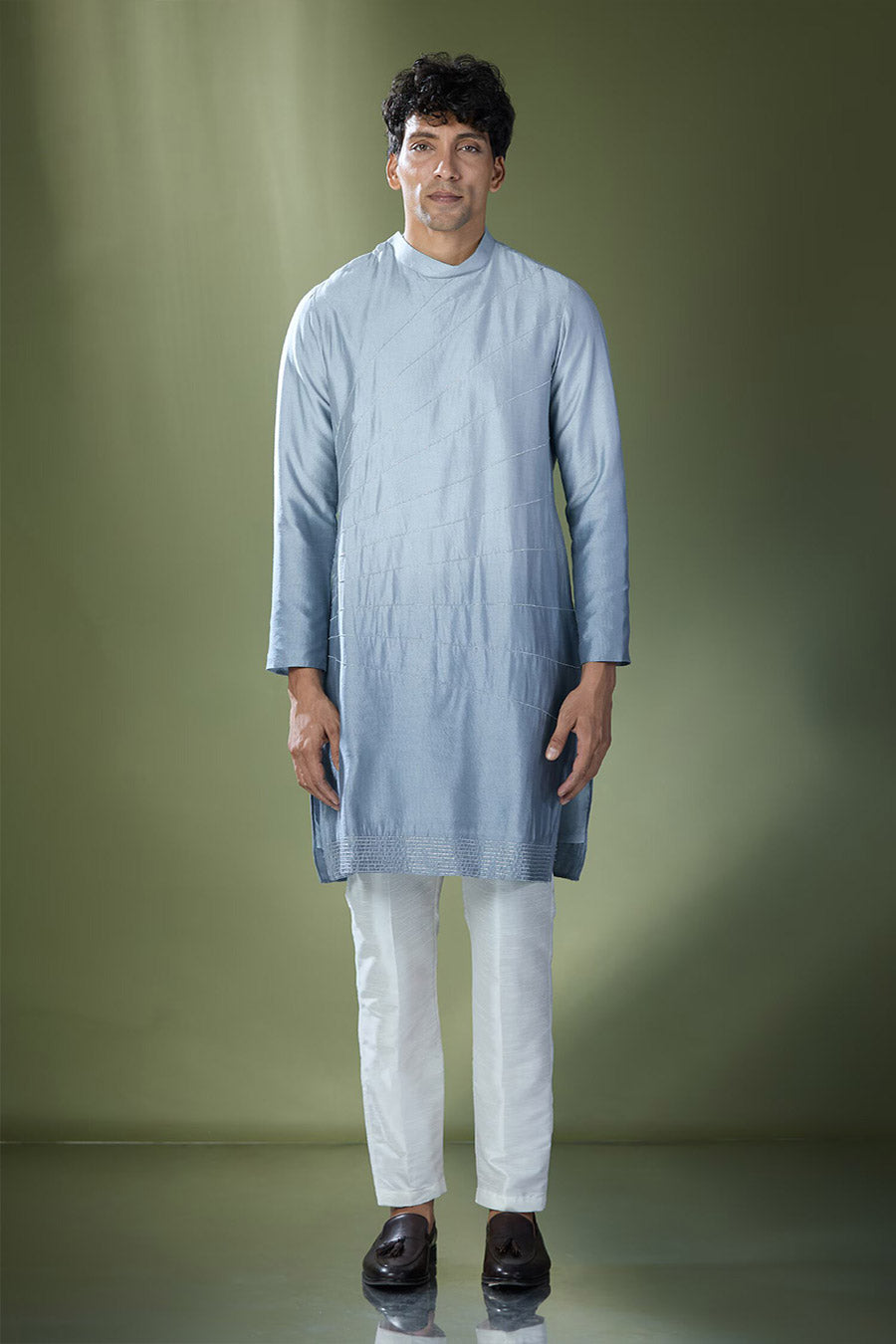 Powder Blue Ombre Embroidered Kurta Set