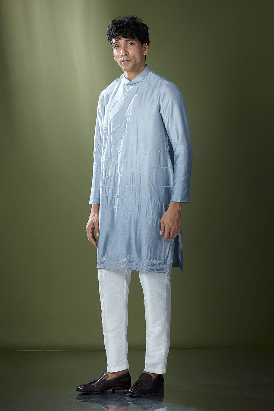 Powder Blue Ombre Embroidered Kurta Set