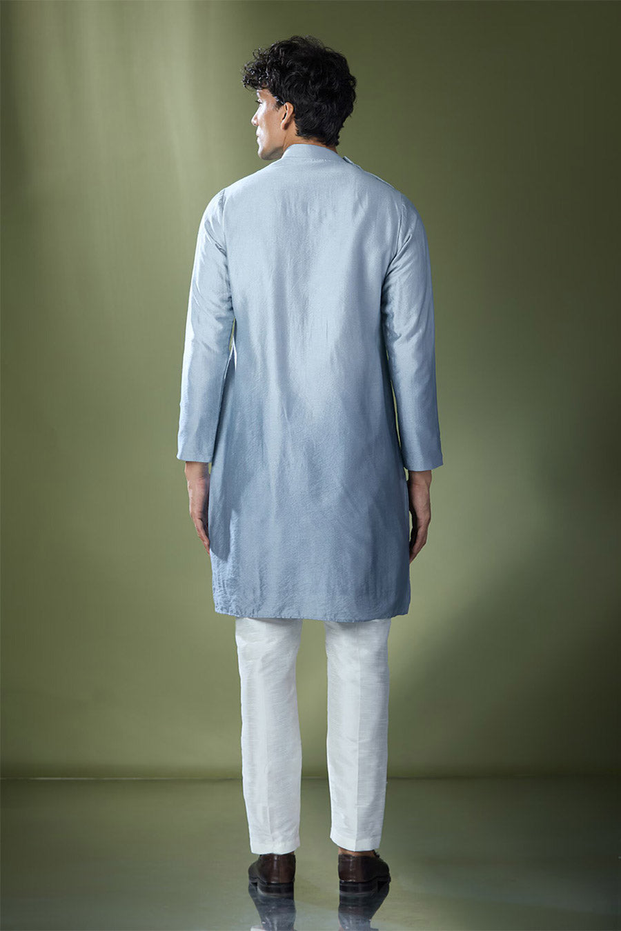 Powder Blue Ombre Embroidered Kurta Set
