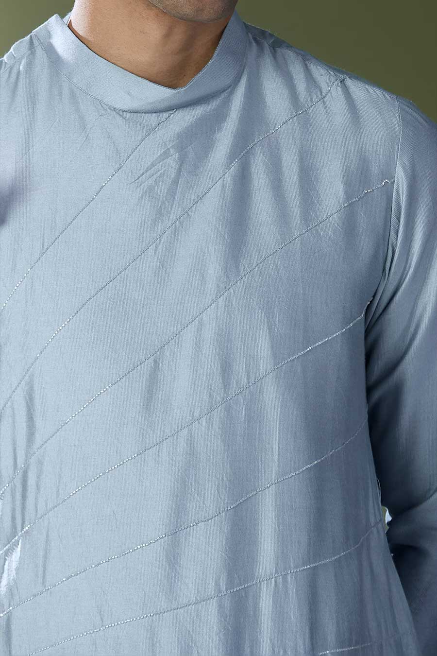 Powder Blue Ombre Embroidered Kurta Set