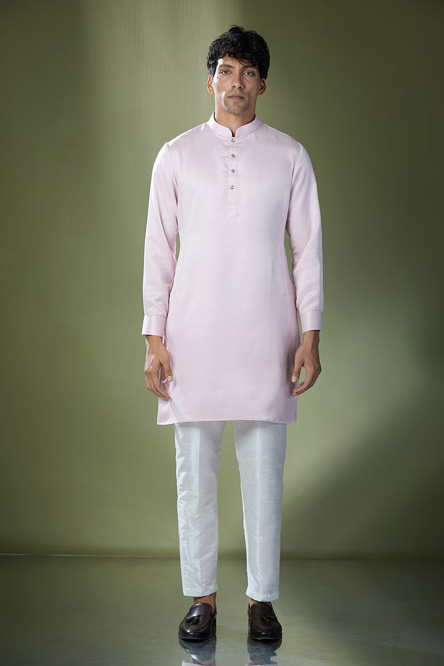 Baby Pink Kurta Set With Embroidered Jacket