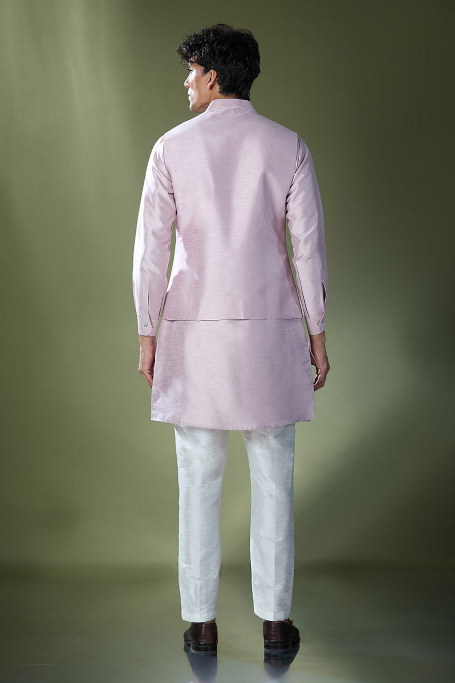 Lilac Kurta Set With Heart Embroidered Jacket