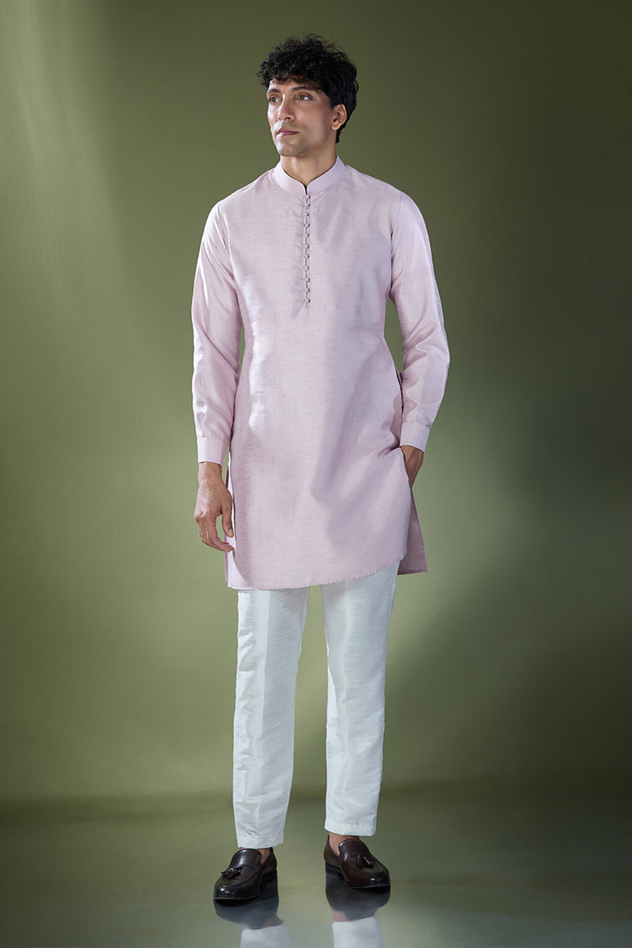 Lilac Kurta Set With Heart Embroidered Jacket