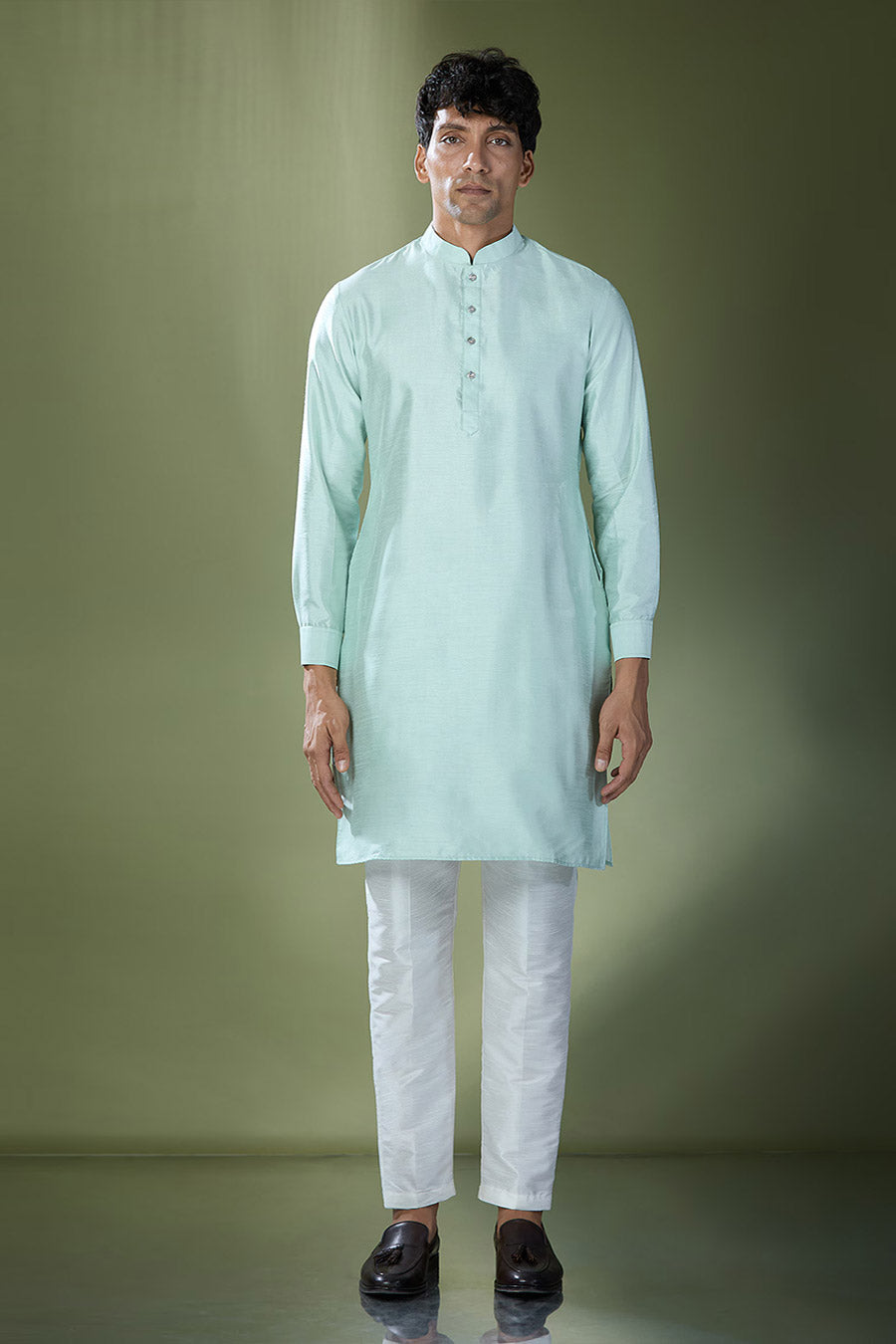 Sea Green Kurta Set With Gota Embroidered Jacket