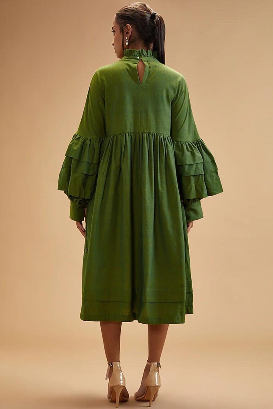 Basil Green Victorian Dress