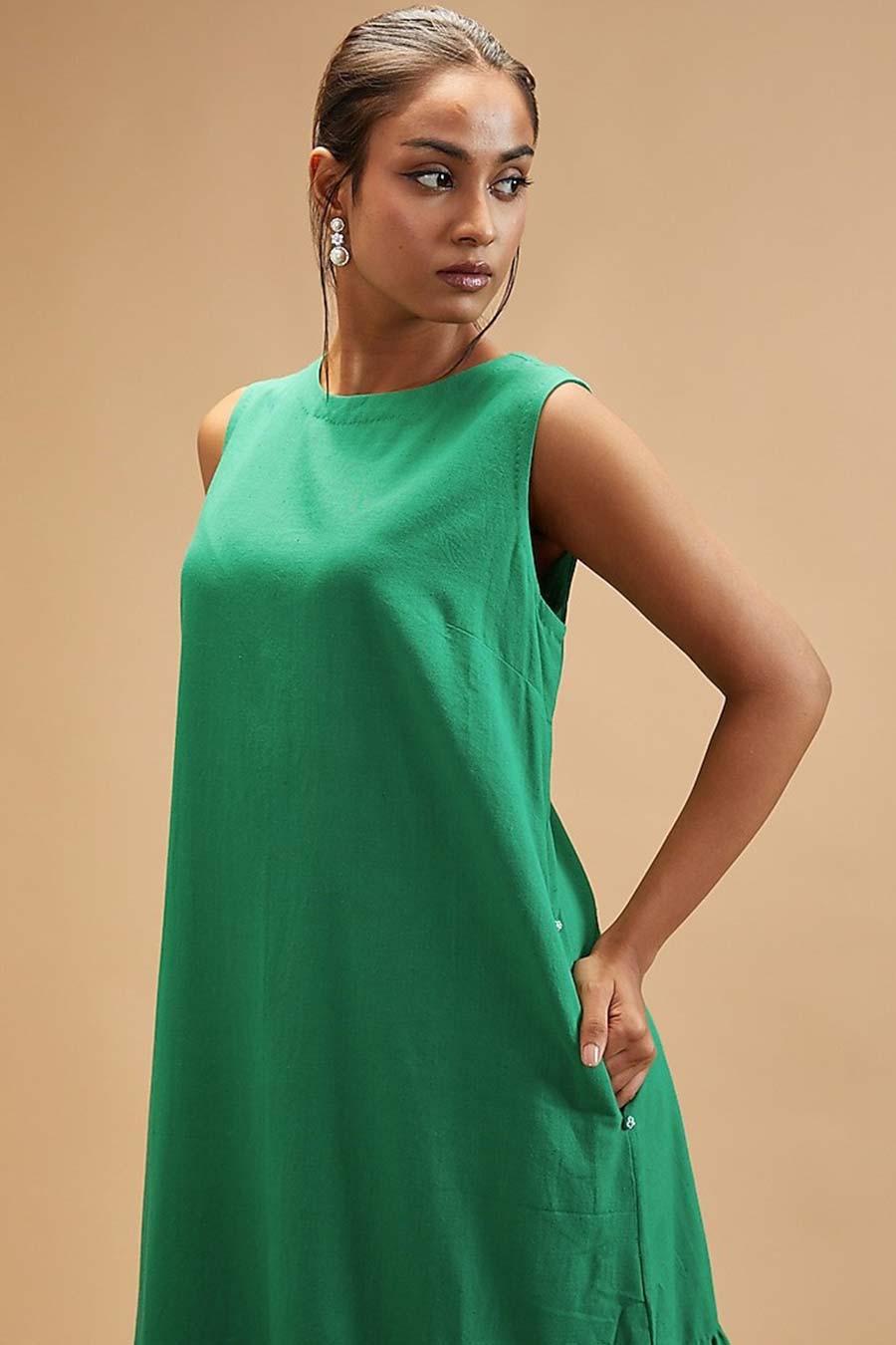 Clara Green Sleeveless Dress