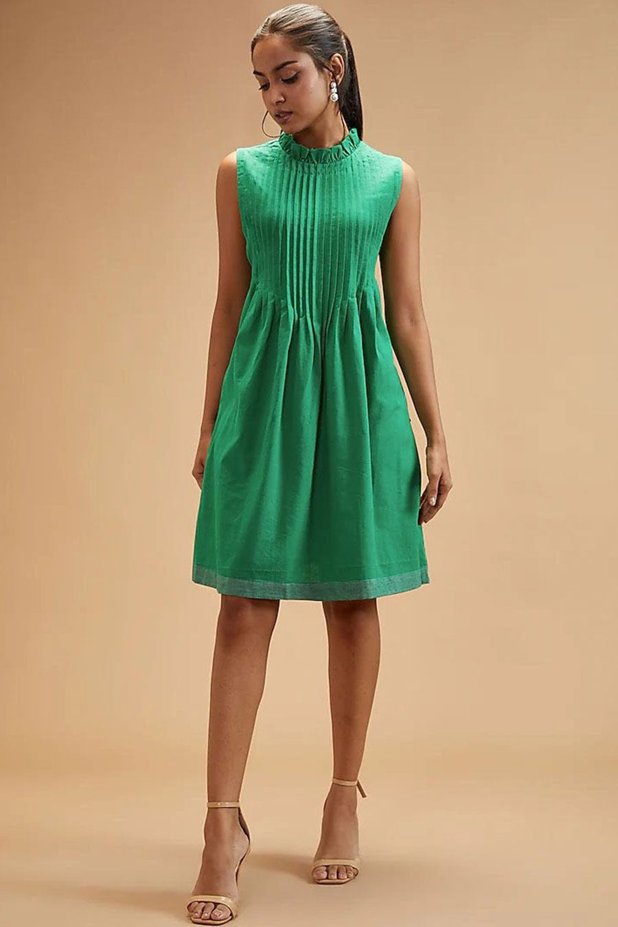 Clara Green Pleated Dress