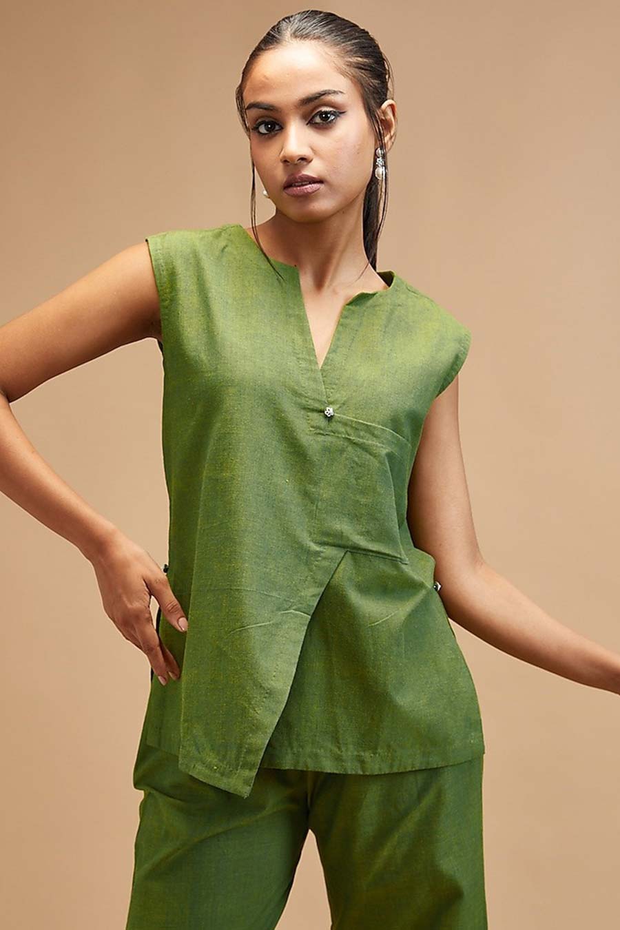 Basil Green Asyymetrical Top