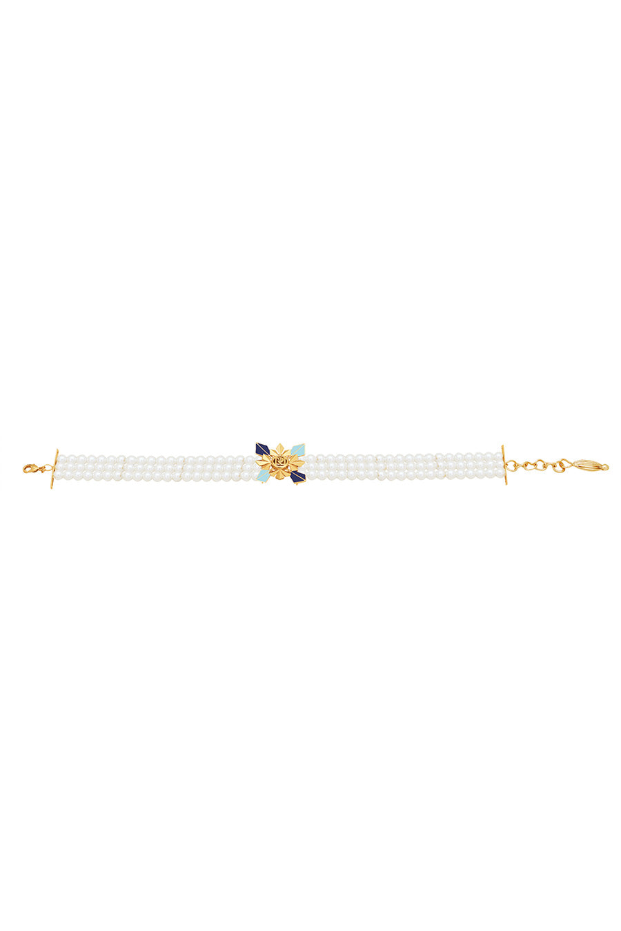 Iliana Pearl Gold Plated Blue Choker