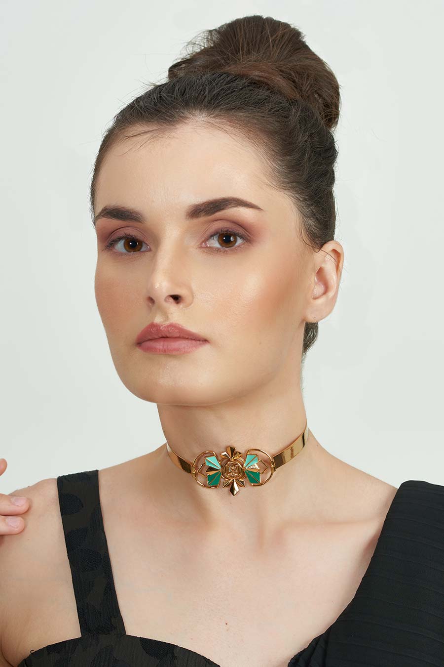 Clarris Muse Gold Plated Green Choker