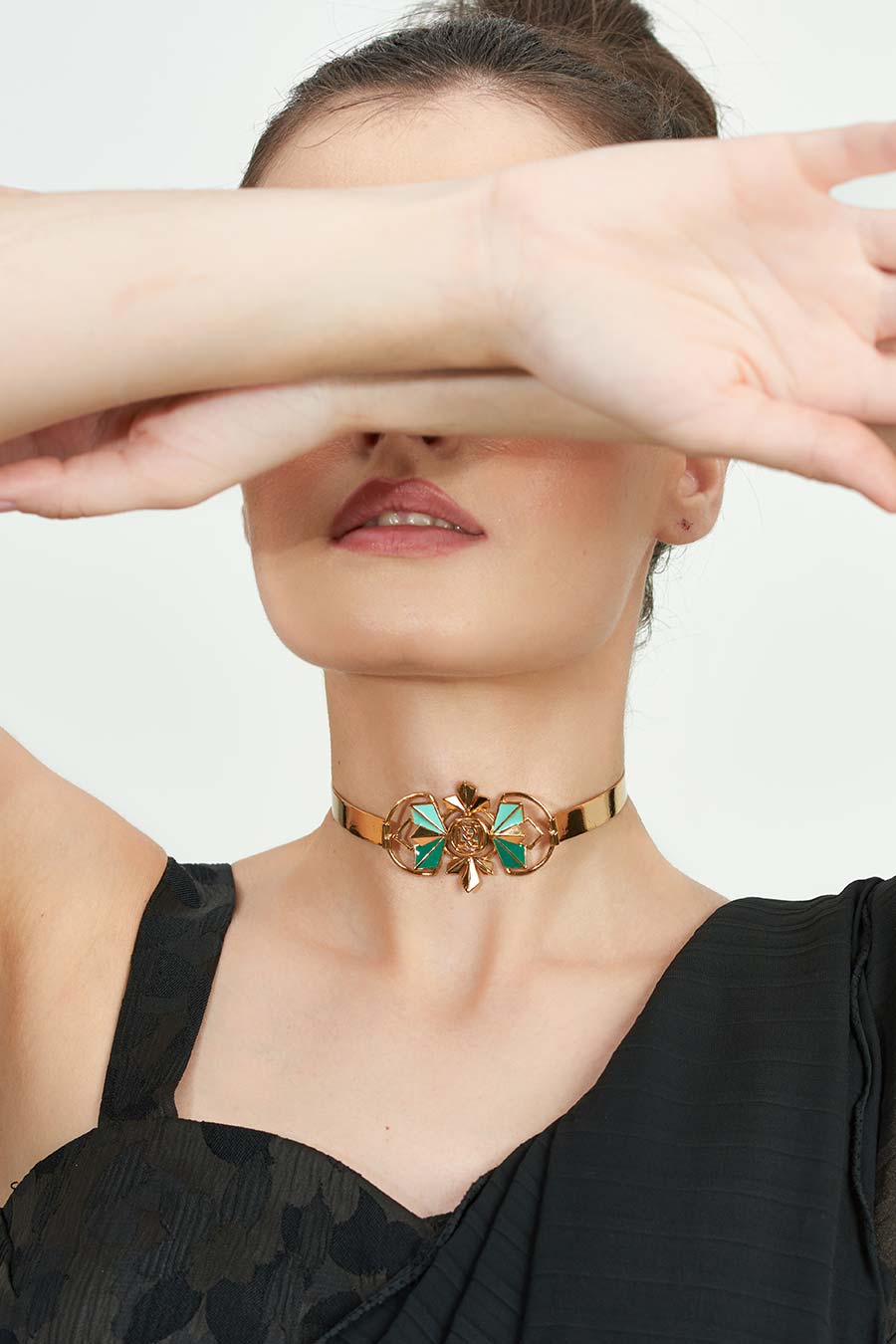 Clarris Muse Gold Plated Green Choker