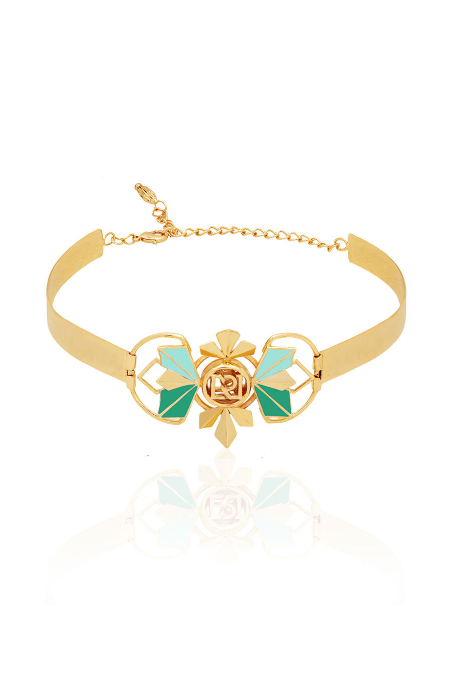 Clarris Muse Gold Plated Green Choker
