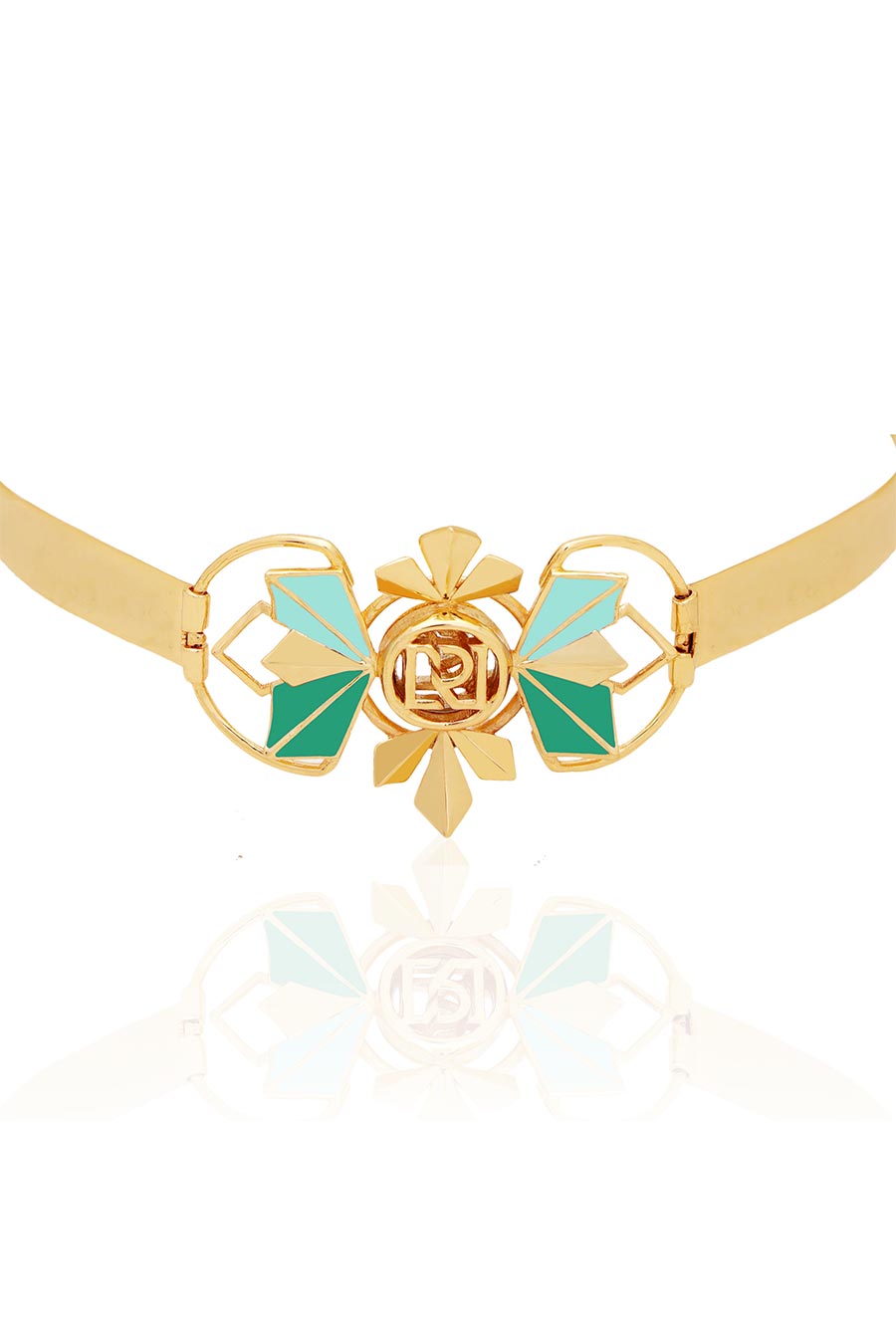 Clarris Muse Gold Plated Green Choker