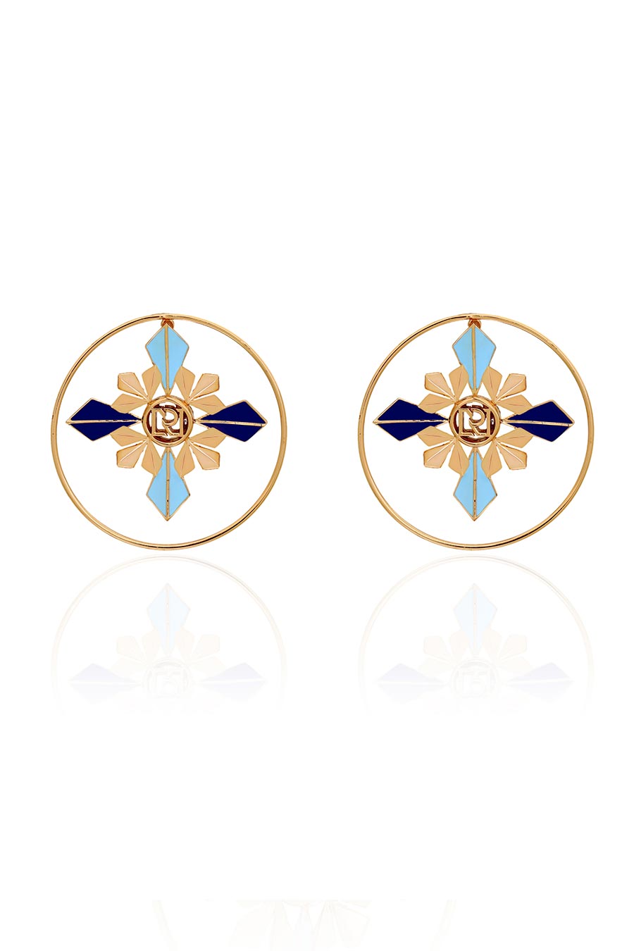Blue Eleonora Gold Plated Hoop Earrings