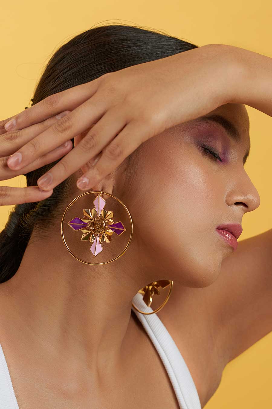 Pink Eleonora Gold Plated Hoop Earrings