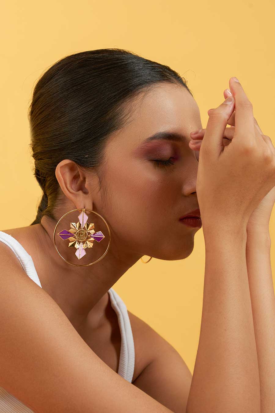 Pink Eleonora Gold Plated Hoop Earrings