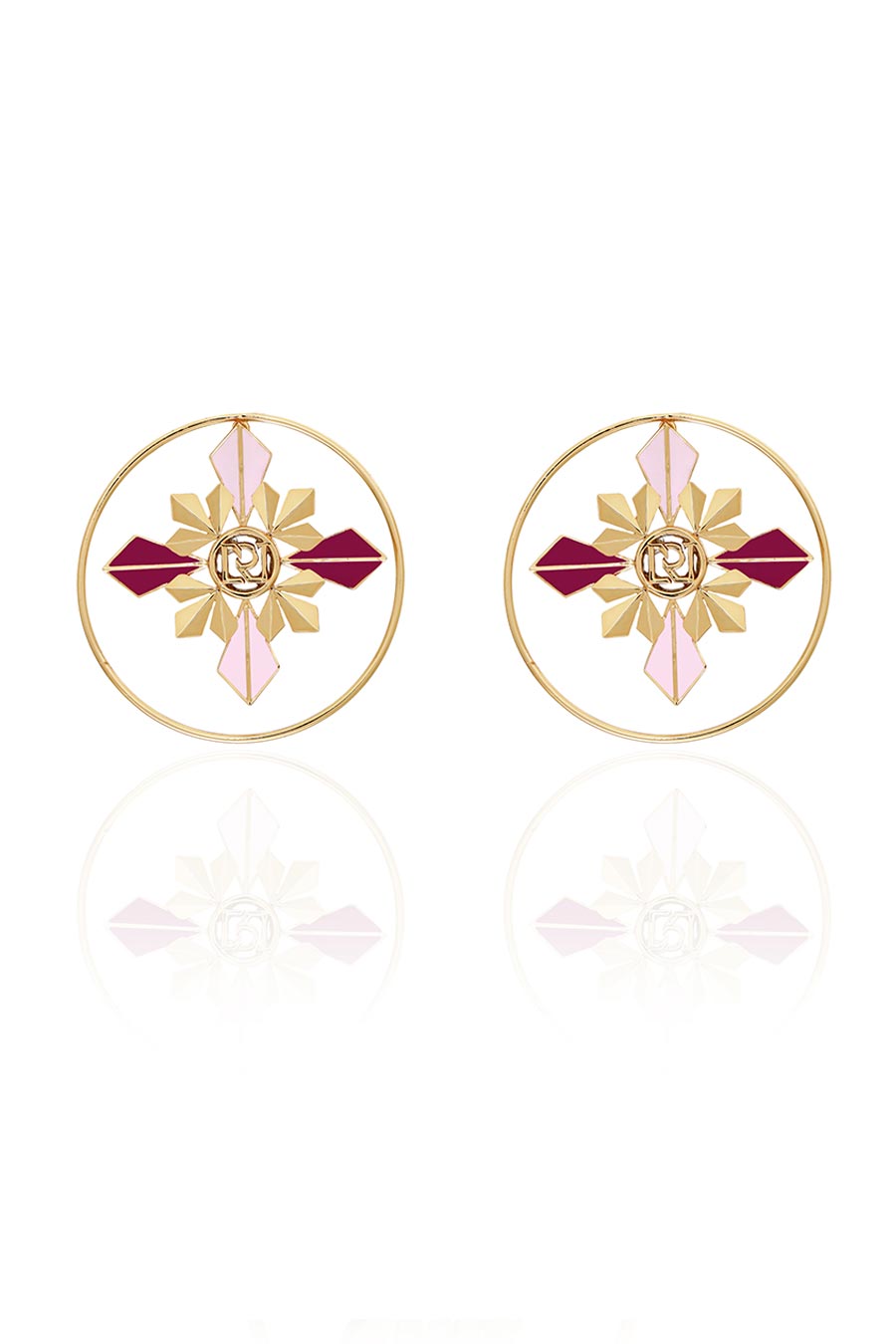Pink Eleonora Gold Plated Hoop Earrings