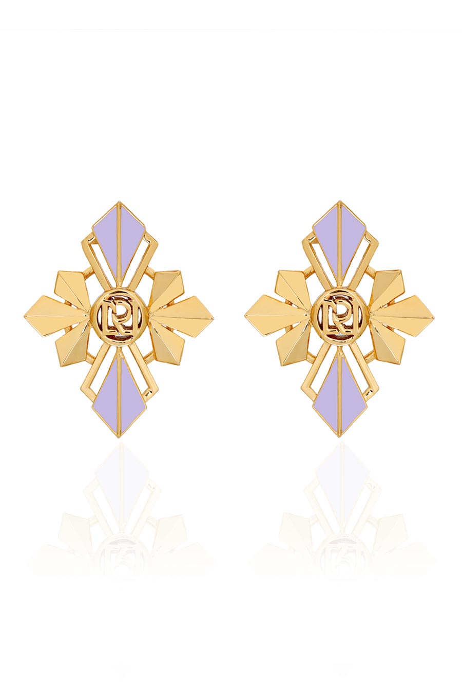 Zia Gold Plated Chunky Mauve Stud Earrings