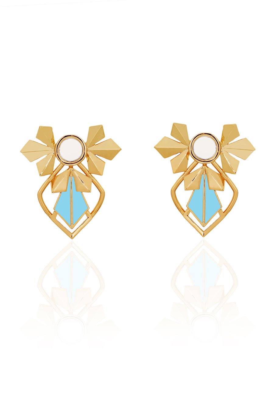 Sage Petit Gold Plated Blue Stud Earrings